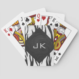 Monogram Tiger Black and White Print Playing Cards