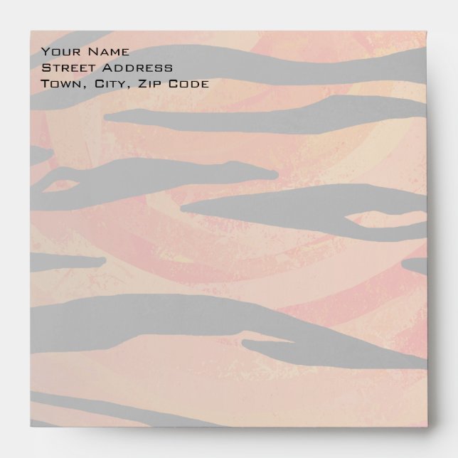 Monogram Tiger Hot Orange and Black Print Pattern Envelopes (Front)