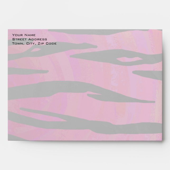 Monogram Tiger Hot Pink and Black Print Pattern Envelopes (Front)