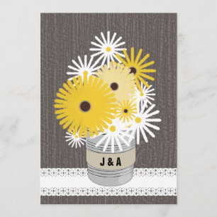 Monogram Tin Can Daisies & Black Eyed Susans Invitation