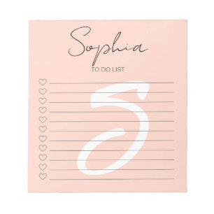 Monogram To Do List Hand Script Pink Notepad