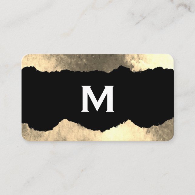 Monogram Torn Glamour Grunge Business Card (Front)