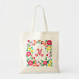 Monogram Tote Bag Floral Custom Monogram Favour ba