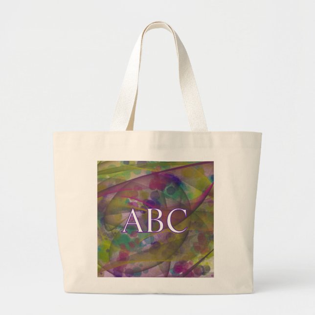 Monogram Tote Bag With Colourful Design (Front)