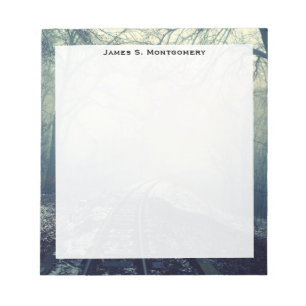Monogram Train Railroad Tracks Winter Snow Fog Notepad