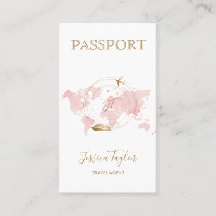 Monogram Travel Agent Passport World Map Photo Business Card