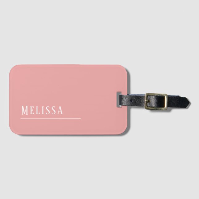 Monogram travel, blush pink luggage tag (Front Horizontal)