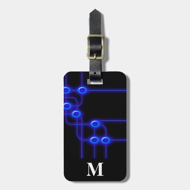 Monogram Travel  Electronic Computer Circuit Board Luggage Tag (Front Vertical)