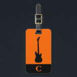 Monogram Travel Music Electric Bass Guitar Orange Luggage Tag<br><div class="desc">Luggage tag with a black electric bass guitar on an orange background, monogram initial(s)/name on a black stripe monogram frame, name, and address information on an orange background. Personalise with your monogram initial(s)/name, name, and address information using the easy templates. Font colour, font style, font size, and orange background colour...</div>