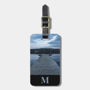 Monogram Travel Wood Pier, Blue Lake, and Forest Luggage Tag