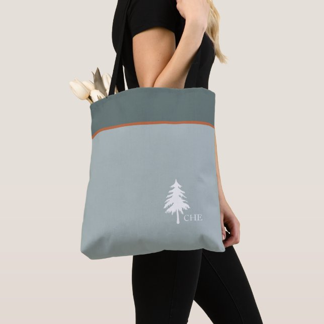 Monogram Tree Green Nature Inspired Tote Bag (Close Up)