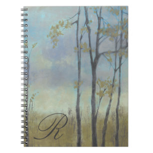 Monogram   Tree-Lined Wheat Grass I Spiral Notebook