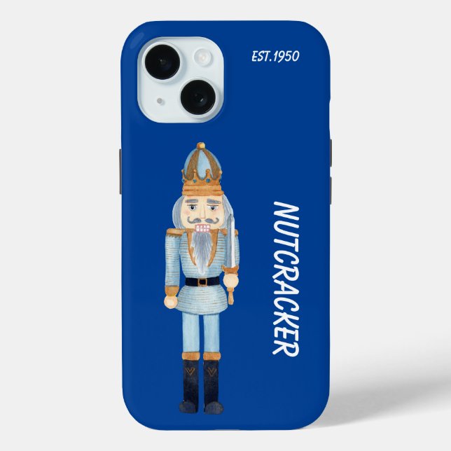 Monogram trendy cartoon nutcracker navy blue Case-Mate iPhone case (Back)