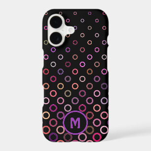 Monogram Trendy Colorful Circles on Black