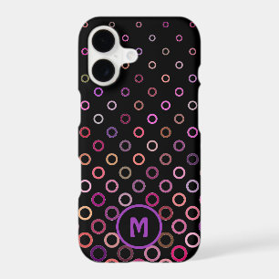 Monogram Trendy Colorful Circles on Black