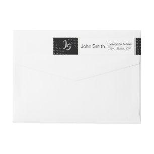 Monogram Trendy Geometric Black Pattern Wrap Around Label