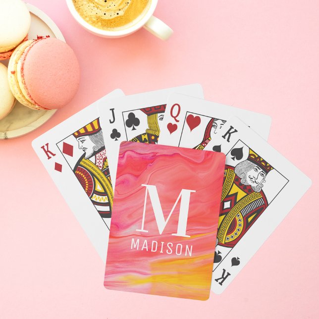 Monogram Trendy Modern Girly Chic Abstract Stylish Playing Cards (Creator Uploaded)