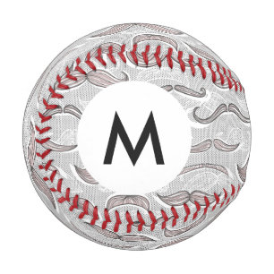Monogram Trendy Moustache Pattern Baseball