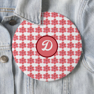 monogram trendy retro cute vintage floral initial 6 cm round badge