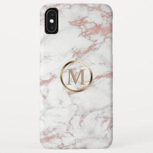 Monogram Trendy Rose Gold & White Marble Case-Mate iPhone Case