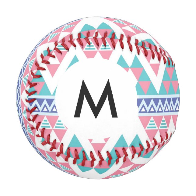 Monogram Tribal aztec colourful pattern Baseball (Front Left)