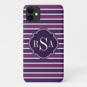 Monogram Trio Royal Purple Stripes Pattern Case-Mate iPhone Case
