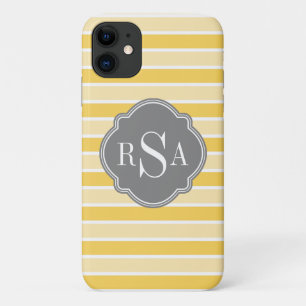Monogram Trio Yellow Stripes Pattern Case-Mate iPhone Case