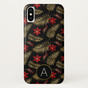 Monogram Tropical Black and Gold Foil Leaves Case-Mate iPhone Case