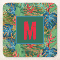 Monogram Tropical Floral on Wicker Print