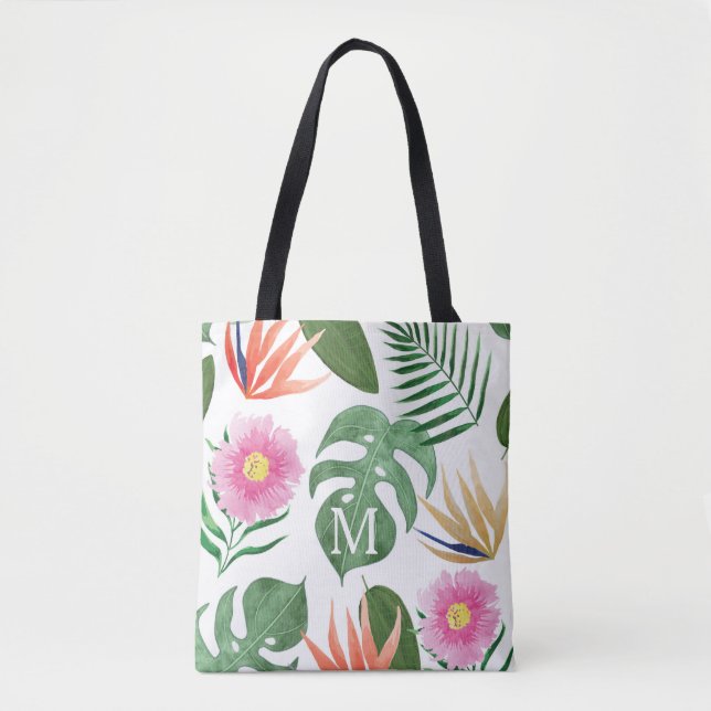 Monogram Tropical Floral Tote Bag Gift (Front)