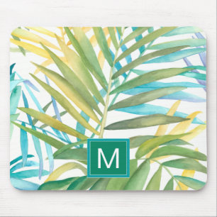 Monogram   Tropical Palm Leaves Mouse Pad