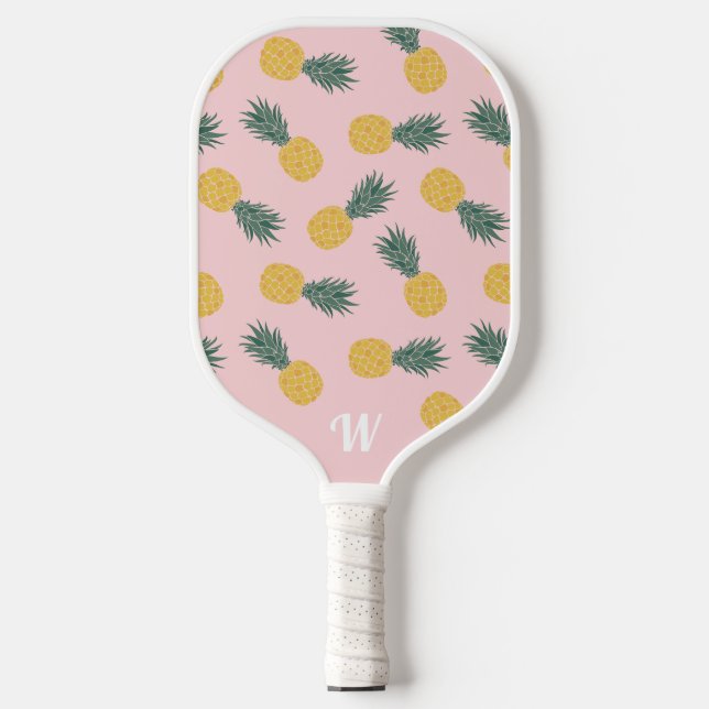 Monogram Tropical Pineapple Pattern Pickleball Paddle (Front)