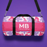 Monogram Tropical Pink Floral Personalised Name Duffle Bag<br><div class="desc">Monogram Modern Tropical Pink Floral Pattern Personalised Name Duffle Bag features a bright pink, purple and white tropical flower pattern. Personalised with your custom monogram and name. Make a great gift for birthday, Christmas, holidays, Mother's Day and back to school. Perfect for back to school, sports, gym, travel and more....</div>