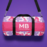 Monogram Tropical Pink Floral Personalised Name