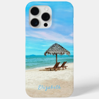Monogram Tropical Sandy Beach Landscape iPhone 15 Pro Max Case