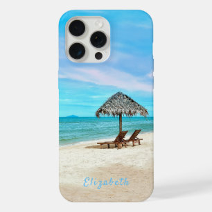 Monogram Tropical Sandy Beach Landscape iPhone 15 Pro Max Case