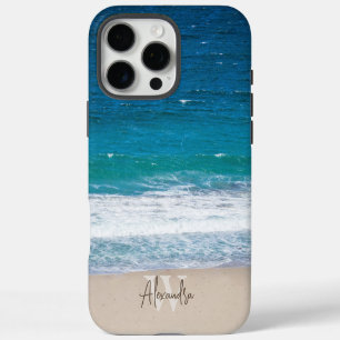 Monogram Tropical Sandy Beach Personalised iPhone 16 Pro Max Case