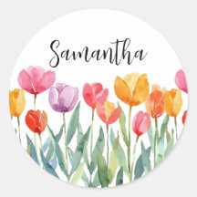 Monogram Tulips Spring Flowers Colourful & Cheerfu