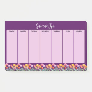 Monogram Tulips Spring Flowers Colourful & Cheerfu Post-it Notes