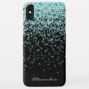 Monogram Turquoise and Black Glitter Sparkle Case-Mate iPhone Case
