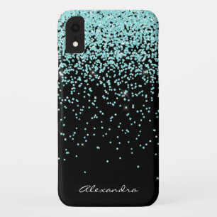 Monogram Turquoise and Black Glitter Sparkle Case-Mate iPhone Case