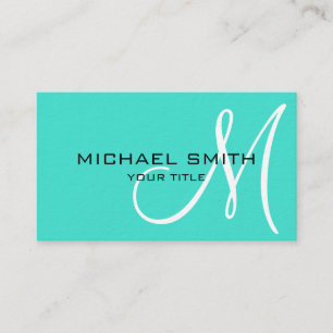 Monogram Turquoise colour background Business Card