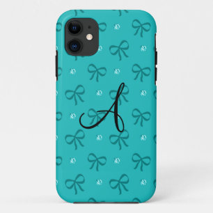 Monogram turquoise diamonds and bows Case-Mate iPhone case