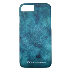 Monogram Turquoise Mandala Watercolor Pattern Case-Mate iPhone Case