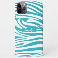 Monogram Turquoise Striped Zebra Pattern Trendy Ca