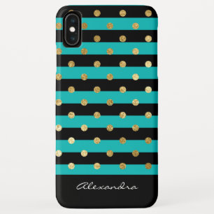 Monogram Turquoise with Black Stripes & Gold Foil Case-Mate iPhone Case