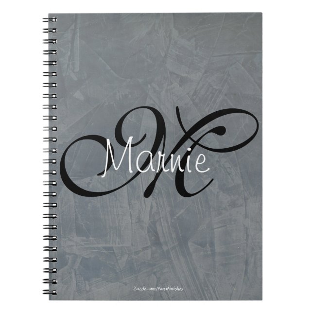Monogram Tuscan Slate Faux Finish Spiral Notebook (Front)