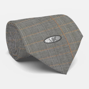 Monogram Tweed Look Tie - Grey Elegant Gift Him