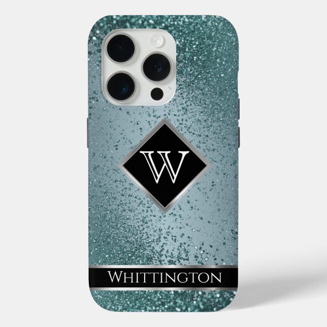 Monogram Twinkle Ombre - Teal Case-Mate iPhone Case (Back)