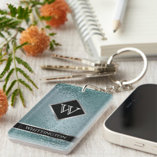 Monogram Twinkle Ombre - Teal Key Ring